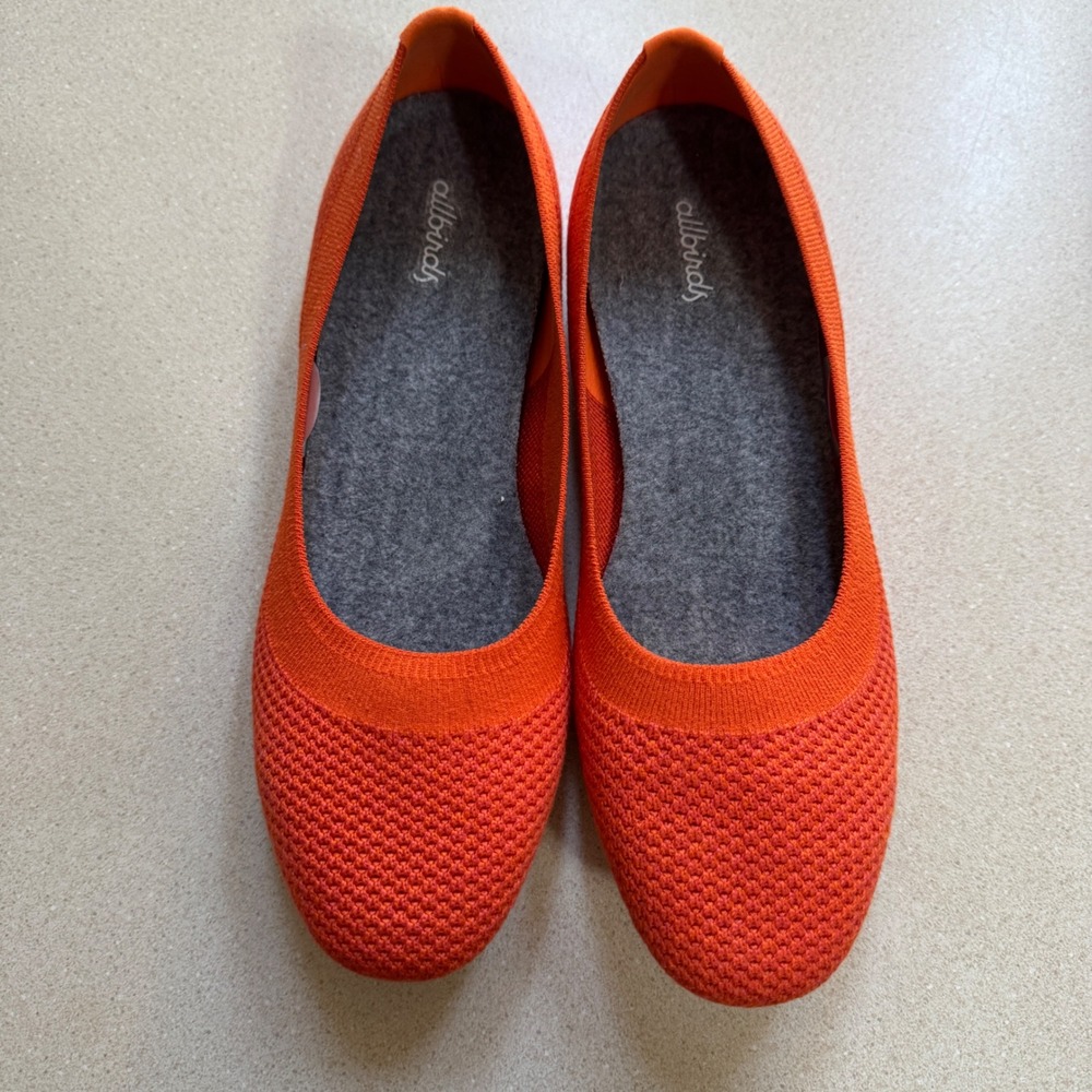 Allbirds Tree Breezers Orange Knit Ballet Flats Womens 10 TB W10 Slip On Shoes